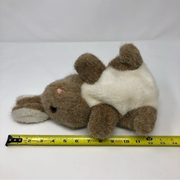 Dakin Brown White Rabbit Bunny Plush Hand Puppet Vintage 1984 Pink Nose Easter - Picture 9 of 9